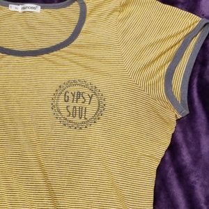 Yellow & Grey Striped Tee - Gypsy Soul